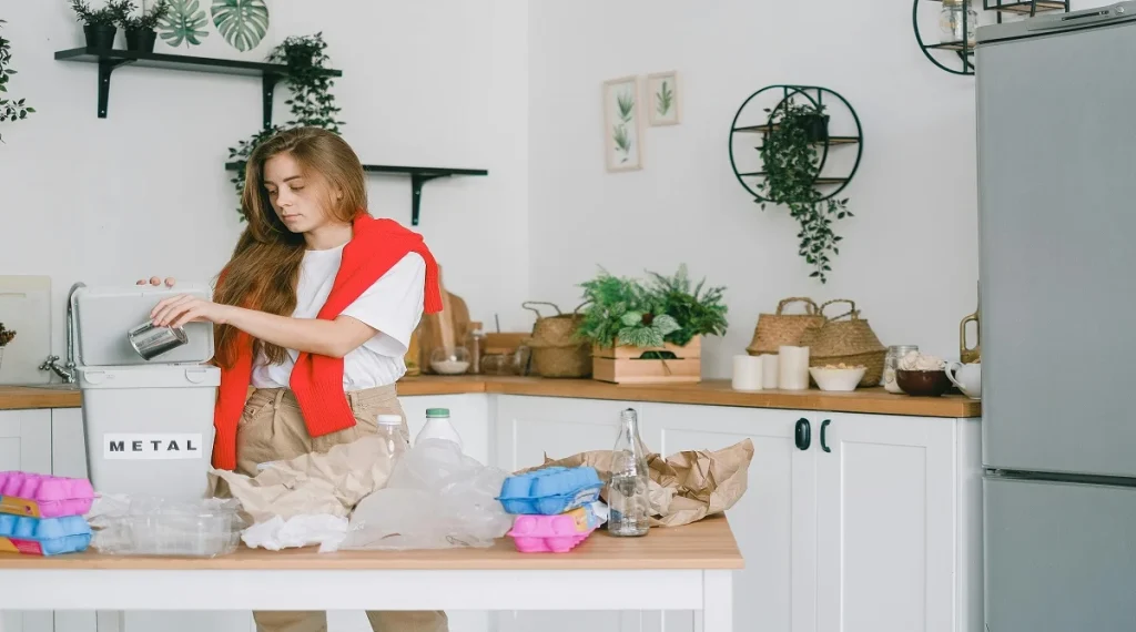 Food scrap separation in a kitchen helping household waste sorting stay cleaner and easier