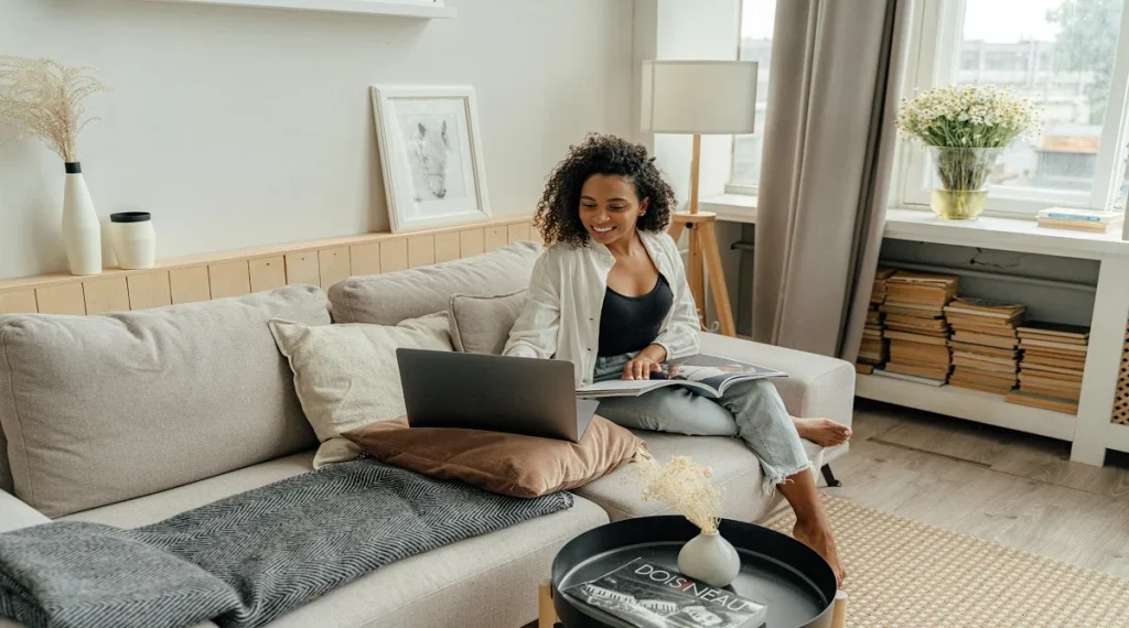 Using daylight better in a home living room to lower home energy use