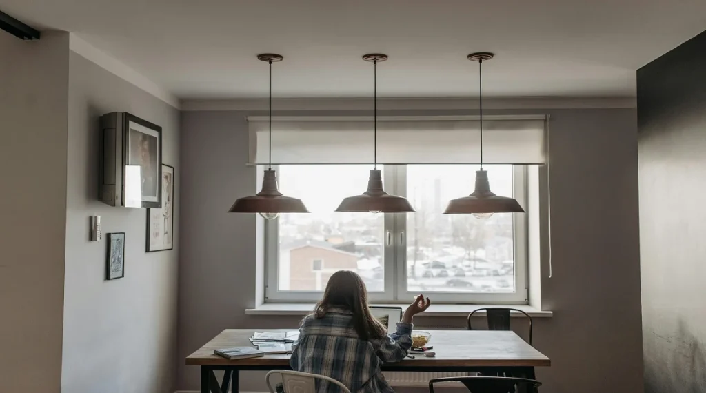 Using daylight better by placing a home workspace near a bright window