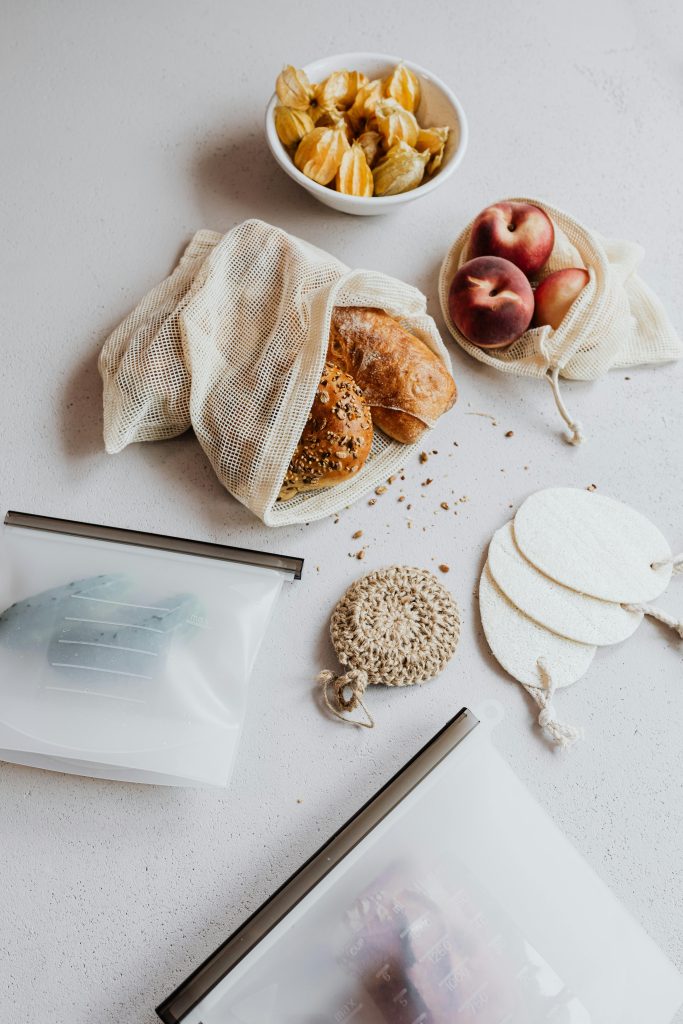 Throwing less away by using practical reusable household items in a kitchen setting