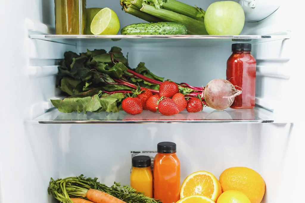 Use-first shelf in a refrigerator helping families waste less food through better visibility