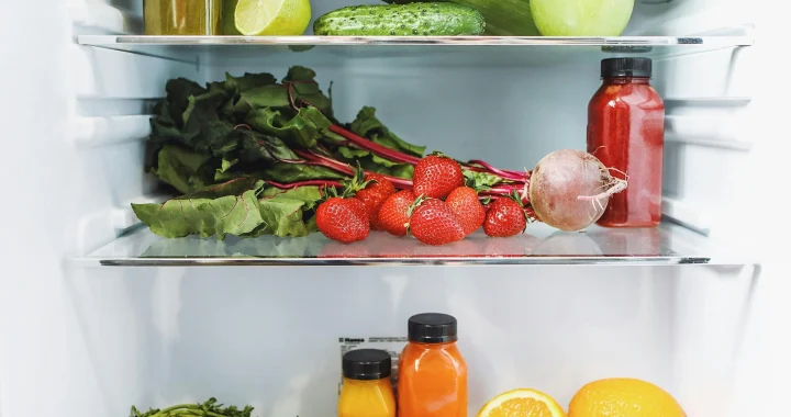 Use-first shelf in a refrigerator helping families waste less food through better visibility