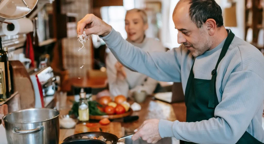 Cooking one ingredient for two meals by storing prepared food clearly for later use