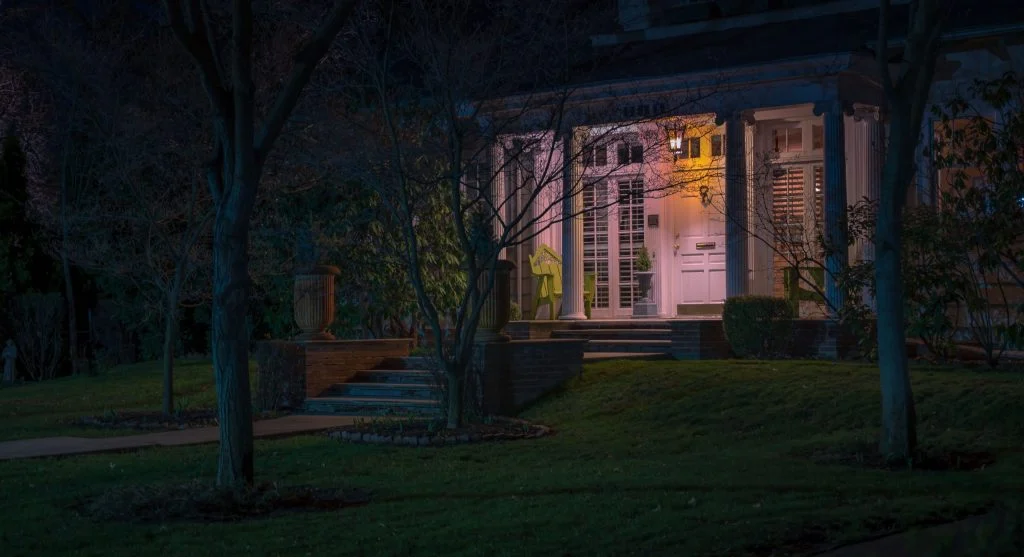 Turning off unneeded outdoor lights to support night insects and local wildlife in a neighborhood yard