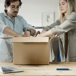 Clearly marked box for returnable packaging helping reduce household waste through better home organization