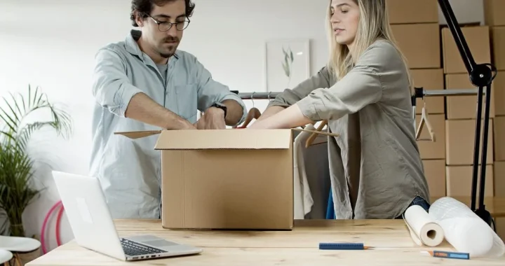 Clearly marked box for returnable packaging helping reduce household waste through better home organization